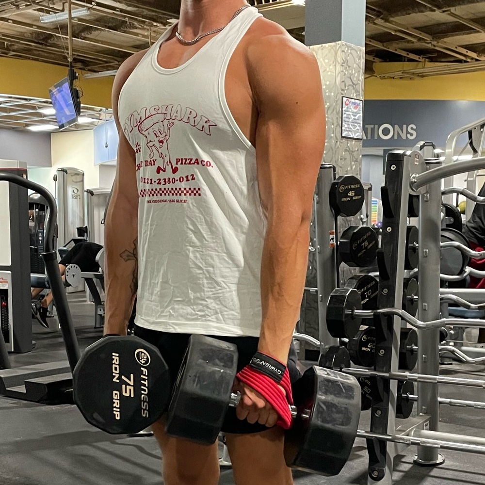 GYMSHARK TANK TOP SHIRT PIZZA COMPANY CHEAT DAY 2012 THE ORIGINAL BIG SLICE JOCK - Picture 7 of 16